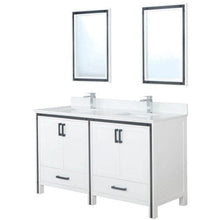 Load image into Gallery viewer, Lexora LZV352260SAJSM22 Ziva 60&quot; White Double Vanity, Cultured Marble Top, White Square Sink and 22&quot; Mirrors