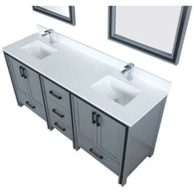 Load image into Gallery viewer, Lexora LZV352272SBJSM30 Ziva 72&quot; Dark Grey Double Vanity, Cultured Marble Top, White Square Sink and 30&quot; Mirrors