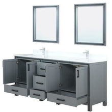 Load image into Gallery viewer, Lexora LZV352280SBJSM30 Ziva 80&quot; Dark Grey Double Vanity, Cultured Marble Top, White Square Sink and 30&quot; Mirrors