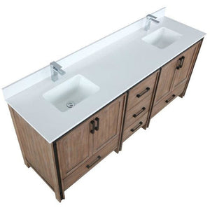 Lexora LZV352280SNJS000 Ziva 80" Rustic Barnwood Double Vanity, Cultured Marble Top, White Square Sink and no Mirror