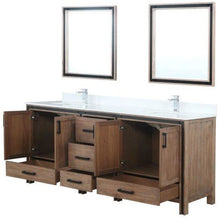 Load image into Gallery viewer, Lexora LZV352280SNJSM30 Ziva 80&quot; Rustic Barnwood Double Vanity, Cultured Marble Top, White Square Sink and 30&quot; Mirrors