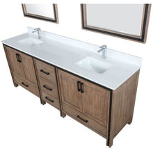 Load image into Gallery viewer, Lexora LZV352284SNJSM34 Ziva 84&quot; Rustic Barnwood Double Vanity, Cultured Marble Top, White Square Sink and 34&quot; Mirrors