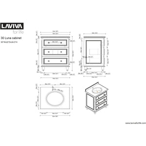LAVIVA 313DVN-30W-BW Luna - 30 - White Cabinet + Black Wood  Counter