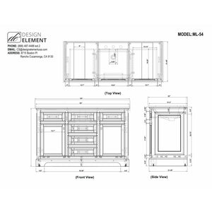 Design Element Milano 54" Single Sink Vanity in White ML-54-WT