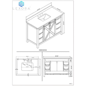 Lexora LM342248SH00000 Marsyas 48" Ash Grey Vanity Cabinet Only