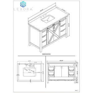 Lexora LM342248SK00M44 Marsyas 48" Rustic Brown Single Vanity, no Top and 44" Mirror