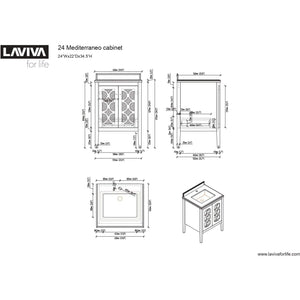 LAVIVA 313MKSH-24G-WQ Mediterraneo - 24 - Grey Cabinet + White Quartz Counter