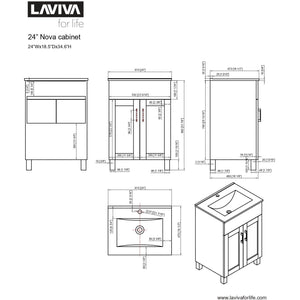 LAVIVA 31321529-24W-CB Nova 24 - White Cabinet + Ceramic Basin Counter