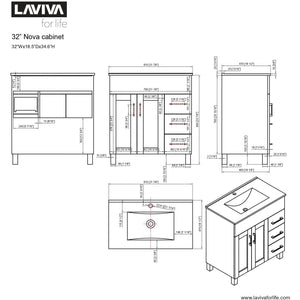 LAVIVA 31321529-32G-CB Nova 32 - Grey Cabinet + Ceramic Basin Counter