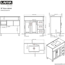 Load image into Gallery viewer, LAVIVA 31321529-36B-CB Nova 36 - Brown Cabinet + Ceramic Basin Counter