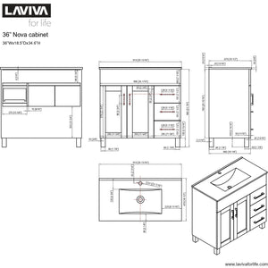 LAVIVA 31321529-36B-CB Nova 36 - Brown Cabinet + Ceramic Basin Counter