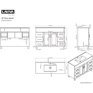 LAVIVA 31321529-48B-CB Nova 48 - Brown Cabinet + Ceramic Basin Counter