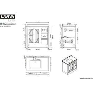 LAVIVA 313613-36G-WS Odyssey - 36 - Maple Grey Cabinet + White Stripes Counter