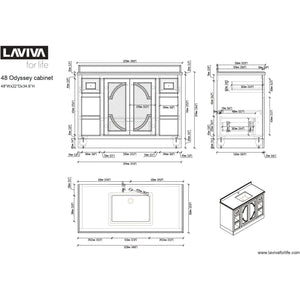 LAVIVA 313613-48G-WS Odyssey - 48 - Maple Grey Cabinet + White Stripes Counter