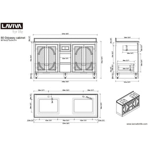 LAVIVA 313613-60G-WS Odyssey - 60 - Maple Grey Cabinet + White Stripes Counter