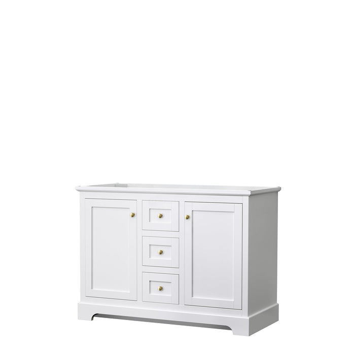 Wyndham Collection WCV232348DWGCXSXXMXX Avery 48 Inch Double Bathroom Vanity in White, No Countertop, No Sinks, Brushed Gold Trim