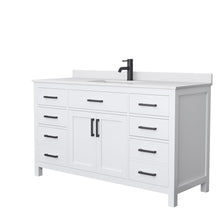 Load image into Gallery viewer, Wyndham Collection WCG242460SWBWCUNSMXX Beckett 60 Inch Single Bathroom Vanity in White, White Cultured Marble Countertop, Undermount Square Sink, Matte Black Trim