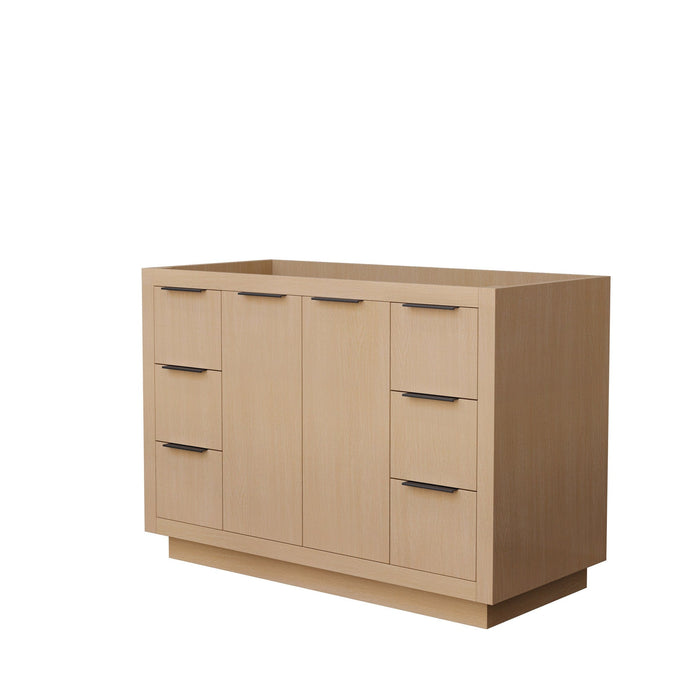 Wyndham Collection WCF282848SLBCXSXXMXX Maroni 48 Inch Single Bathroom Vanity in Light Straw, No Countertop, No Sink, Matte Black Trim