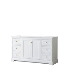 Load image into Gallery viewer, Wyndham Collection WCV232360SWGCXSXXMXX Avery 60 Inch Single Bathroom Vanity in White, No Countertop, No Sink, Brushed Gold Trim
