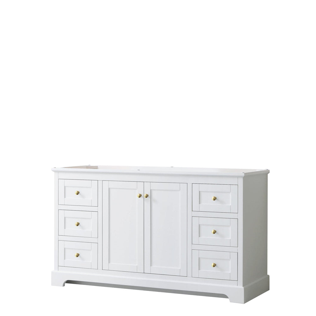 Wyndham Collection WCV232360SWGCXSXXMXX Avery 60 Inch Single Bathroom Vanity in White, No Countertop, No Sink, Brushed Gold Trim