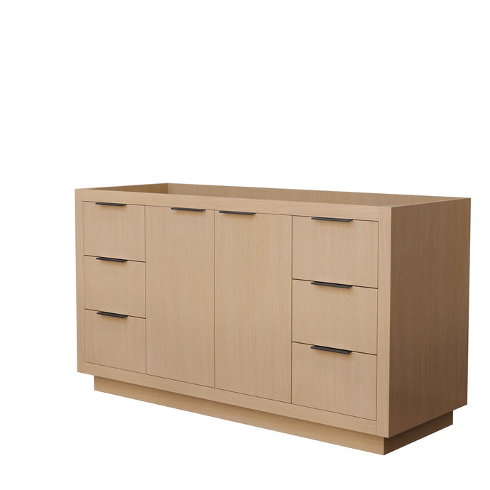 Wyndham Collection WCF282860SLBCXSXXMXX Maroni 60 Inch Single Bathroom Vanity in Light Straw, No Countertop, No Sink, Matte Black Trim
