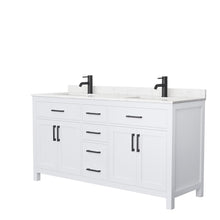 Load image into Gallery viewer, Wyndham Collection WCG242466DWBCCUNSMXX Beckett 66 Inch Double Bathroom Vanity in White, Carrara Cultured Marble Countertop, Undermount Square Sinks, Matte Black Trim