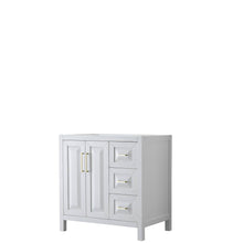 Load image into Gallery viewer, Wyndham Collection WCV252536SWGCXSXXMXX Daria 36 Inch Single Bathroom Vanity in White, No Countertop, No Sink, Brushed Gold Trim