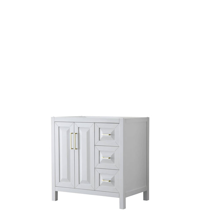 Wyndham Collection WCV252536SWGCXSXXMXX Daria 36 Inch Single Bathroom Vanity in White, No Countertop, No Sink, Brushed Gold Trim
