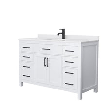 Load image into Gallery viewer, Wyndham Collection WCG242454SWBWCUNSMXX Beckett 54 Inch Single Bathroom Vanity in White, White Cultured Marble Countertop, Undermount Square Sink, Matte Black Trim