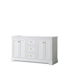 Load image into Gallery viewer, Wyndham Collection WCV232360DWGCXSXXMXX Avery 60 Inch Double Bathroom Vanity in White, No Countertop, No Sinks, Brushed Gold Trim
