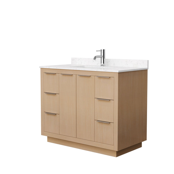 Wyndham Collection WCF282842SLSC2UNSMXX Maroni 42 Inch Single Bathroom Vanity in Light Straw, Light-Vein Carrara Cultured Marble Countertop, Undermount Square Sink
