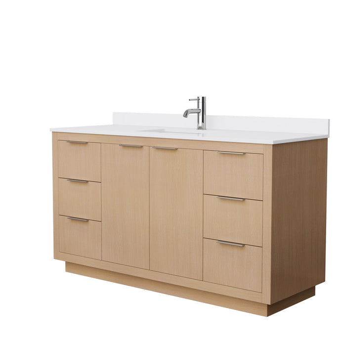 Wyndham Collection WCF282860SLSWCUNSMXX Maroni 60 Inch Single Bathroom Vanity in Light Straw, White Cultured Marble Countertop, Undermount Square Sink
