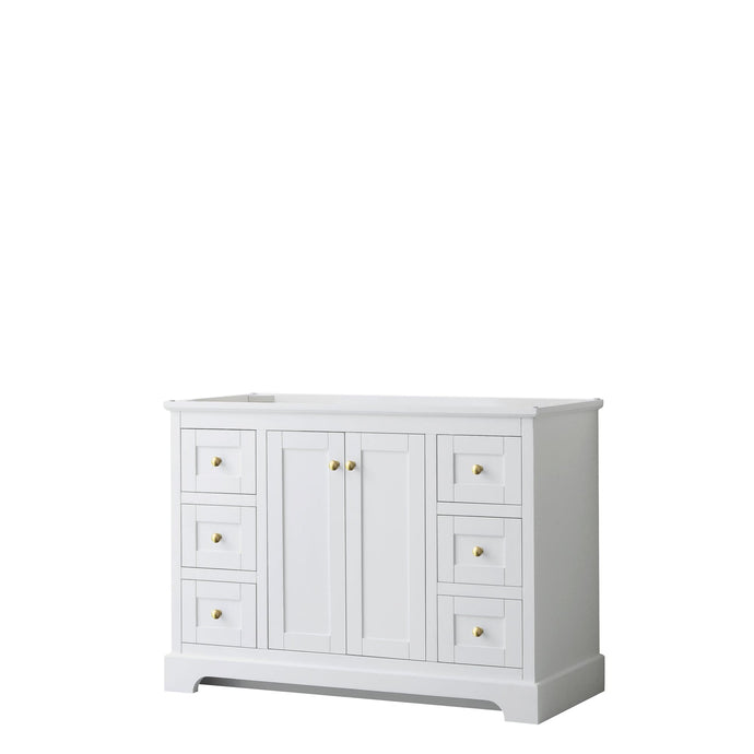 Wyndham Collection WCV232348SWGCXSXXMXX Avery 48 Inch Single Bathroom Vanity in White, No Countertop, No Sink, Brushed Gold Trim