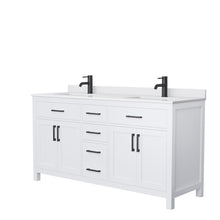 Load image into Gallery viewer, Wyndham Collection WCG242466DWBWCUNSMXX Beckett 66 Inch Double Bathroom Vanity in White, White Cultured Marble Countertop, Undermount Square Sinks, Matte Black Trim
