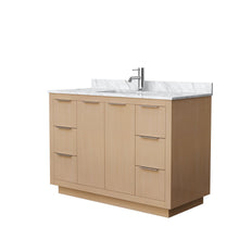 Load image into Gallery viewer, Wyndham Collection WCF282848SLSCMUNSMXX Maroni 48 Inch Single Bathroom Vanity in Light Straw, White Carrara Marble Countertop, Undermount Square Sink