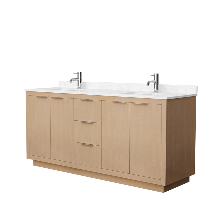 Wyndham Collection WCF282872DLSC2UNSMXX Maroni 72 Inch Double Bathroom Vanity in Light Straw, Light-Vein Carrara Cultured Marble Countertop, Undermount Square Sinks