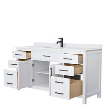 Load image into Gallery viewer, Wyndham Collection WCG242466SWBWCUNSMXX Beckett 66 Inch Single Bathroom Vanity in White, White Cultured Marble Countertop, Undermount Square Sink, Matte Black Trim