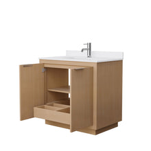 Load image into Gallery viewer, Wyndham Collection WCF282836SLSWCUNSMXX Maroni 36 Inch Single Bathroom Vanity in Light Straw, White Cultured Marble Countertop, Undermount Square Sink