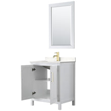 Load image into Gallery viewer, Wyndham Collection WCV252530SWGC2UNSM24 Daria 30 Inch Single Bathroom Vanity in White, Light-Vein Carrara Cultured Marble Countertop, Undermount Square Sink, 24 Inch Mirror, Brushed Gold Trim