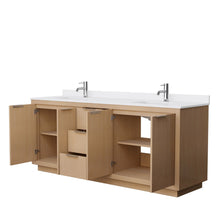 Load image into Gallery viewer, Wyndham Collection WCF282880DLSWCUNSMXX Maroni 80 Inch Double Bathroom Vanity in Light Straw, White Cultured Marble Countertop, Undermount Square Sinks