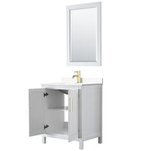 Load image into Gallery viewer, Wyndham Collection WCV252530SWGWCUNSM24 Daria 30 Inch Single Bathroom Vanity in White, White Cultured Marble Countertop, Undermount Square Sink, 24 Inch Mirror, Brushed Gold Trim