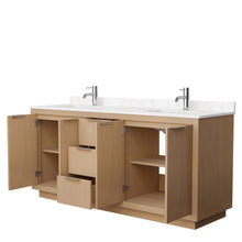 Load image into Gallery viewer, Wyndham Collection WCF282872DLSC2UNSMXX Maroni 72 Inch Double Bathroom Vanity in Light Straw, Light-Vein Carrara Cultured Marble Countertop, Undermount Square Sinks