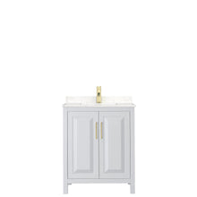 Load image into Gallery viewer, Wyndham Collection WCV252530SWGC2UNSMXX Daria 30 Inch Single Bathroom Vanity in White, Light-Vein Carrara Cultured Marble Countertop, Undermount Square Sink, Brushed Gold Trim