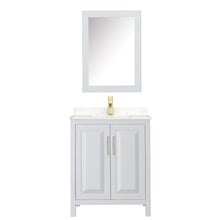 Load image into Gallery viewer, Wyndham Collection WCV252530SWGC2UNSMED Daria 30 Inch Single Bathroom Vanity in White, Light-Vein Carrara Cultured Marble Countertop, Undermount Square Sink, Medicine Cabinet, Brushed Gold Trim