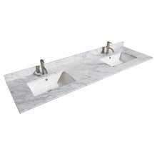 Load image into Gallery viewer, Wyndham Collection WCF282872DLBCMUNSMXX Maroni 72 Inch Double Bathroom Vanity in Light Straw, White Carrara Marble Countertop, Undermount Square Sinks, Matte Black Trim