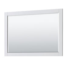 Load image into Gallery viewer, Wyndham Collection WCV232348SWGCMUNSM46 Avery 48 Inch Single Bathroom Vanity in White, White Carrara Marble Countertop, Undermount Square Sink, 46 Inch Mirror, Brushed Gold Trim