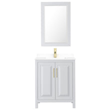Load image into Gallery viewer, Wyndham Collection WCV252530SWGWCUNSM24 Daria 30 Inch Single Bathroom Vanity in White, White Cultured Marble Countertop, Undermount Square Sink, 24 Inch Mirror, Brushed Gold Trim