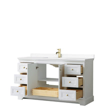 Load image into Gallery viewer, Wyndham Collection WCV232360SWGWCUNSMXX Avery 60 Inch Single Bathroom Vanity in White, White Cultured Marble Countertop, Undermount Square Sink, Brushed Gold Trim