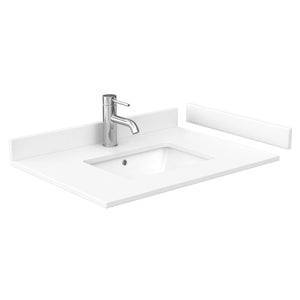 Wyndham Collection WCV252530SWGWCUNSM24 Daria 30 Inch Single Bathroom Vanity in White, White Cultured Marble Countertop, Undermount Square Sink, 24 Inch Mirror, Brushed Gold Trim