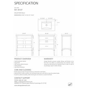 Design Element Mason 30" Single Sink Vanity In Espresso S01-30-ESP